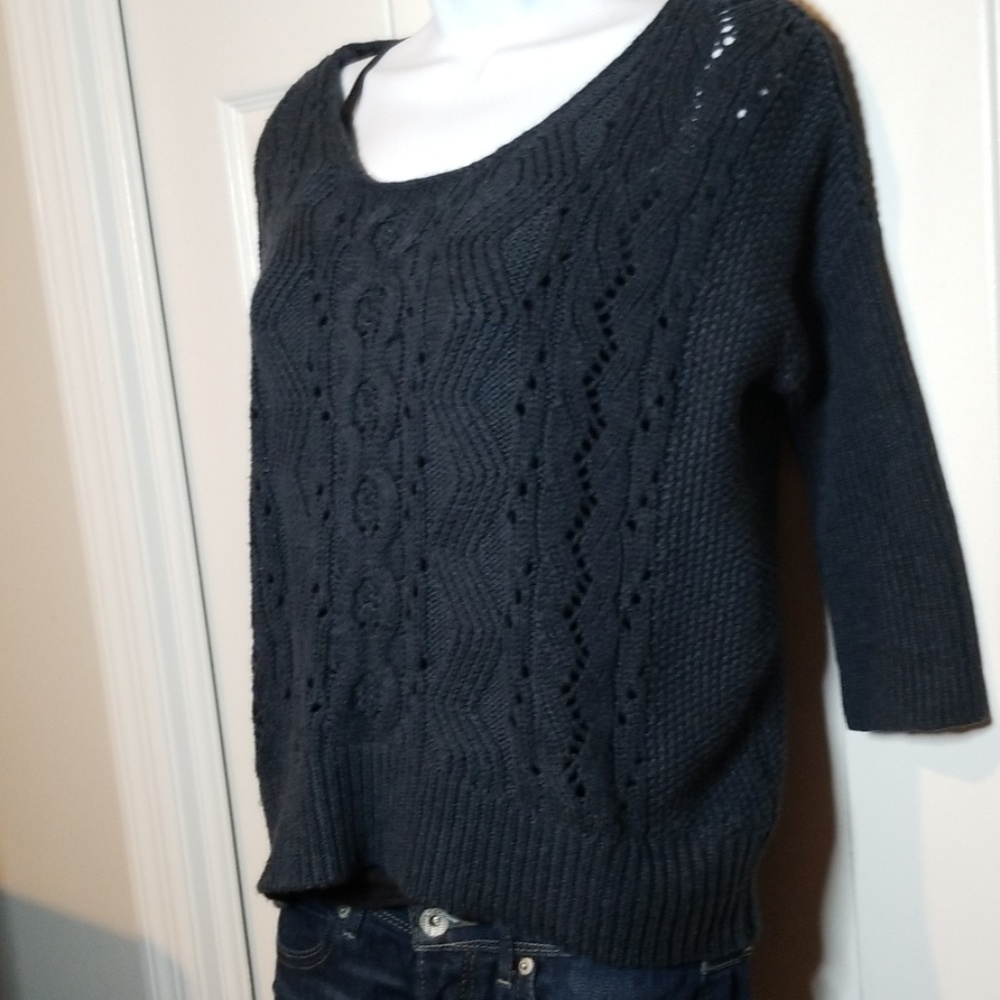 Gap Navy Cable Knit 3/4 Sleeve Sweater Sz XS - Picture 4 of 6